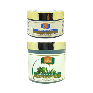 Khadi Pure Combo Pack of Herbal Mint & Aloevera Facial Massage Gel (100gm) & Herbal Under Eye Gel (50gm)