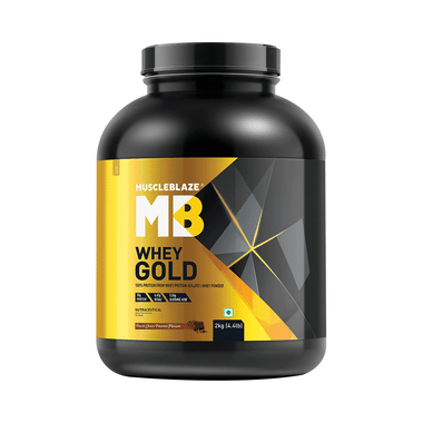 MuscleBlaze Whey Gold 100% Whey Protein Isolate | With Digestive Enzymes | Powder For Muscle Synthesis | Flavour Powder Dark Choco Passion