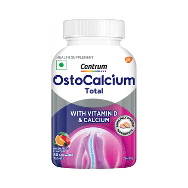 Ostocalcium Total Chewable Tablet With Vitamin D & Calcium | Supports Strong Bones, Joints & Muscles (Veg) | Flavour Mixed Fruit
