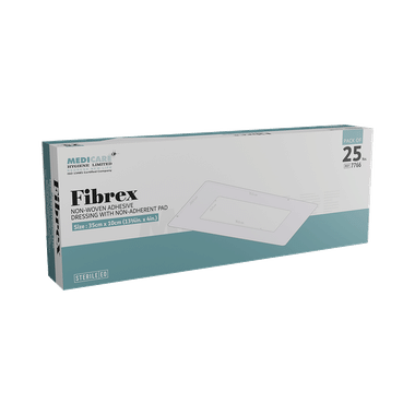 Medica Fibrex Non-Woven Adhesive Dressing With Non-Adherent Pad 10cm X 35cm