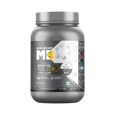 MuscleBlaze Biozyme Iso-Zero Low Carb Isolate Whey Protein Powder | 27g Per Scoop | Flavour Ice Cream Chocolate