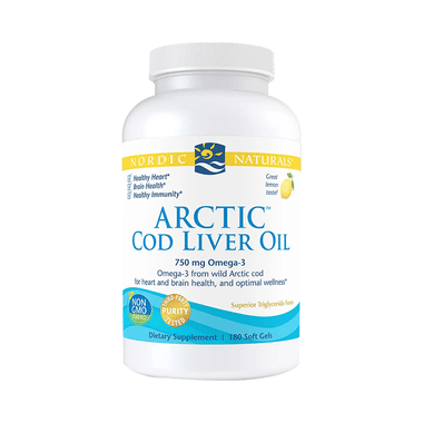 Nordic Naturals Arctic Cod Liver Oil 750mg Omega 3 Softgel for Heart and Brain Health Great Lemon