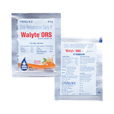 Walyte ORS For Instant Hydration & Electrolyte Balance | Flavour Powder Orange