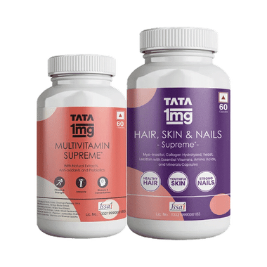 Combo Pack of Tata 1mg Multivitamin Supreme, Zinc, Calcium and Vitamin D Capsule (60) & Tata 1mg Hair, Skin & Nails Supreme Biotin Capsule (60)
