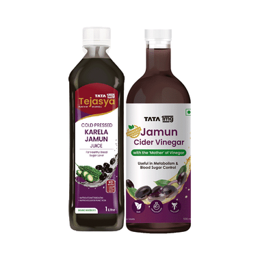 Combo Pack of Tata 1mg Jamun Cider Vinegar (500ml) & Tata 1mg Tejasya Karela Jamun Juice (1 Ltr)