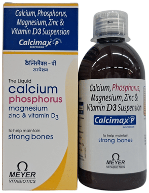 Calcimax P Suspension with Calcium, Magnesium Zinc & Vitamin D3 | For Strong Bones | Advanced Vitamin & Mineral Formula