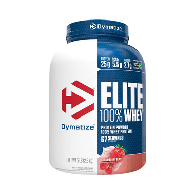Dymatize Nutrition Elite 100% Whey Protein | With BCAAs & Leucine | For Muscle Recovery | Powder Strawberry Blast