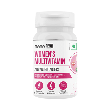 Tata 1mg Women's Multivitamin Veg Tablet with Zinc, Vitamin C, Calcium, Vitamin D and Iron | Supports Immunity, Bones & Overall Health