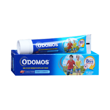 Odomos Non-Sticky Mosquito Repellent Cream with Vitamin E & Almond Oil