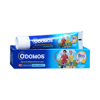 Odomos Non-Sticky Mosquito Repellent Cream With Vitamin E & Almond Oil