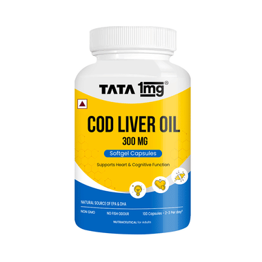 Cod Liver Oil Capsule | Omega-3 & Vitamin A for Bone & Heart Health | by Tata 1mg