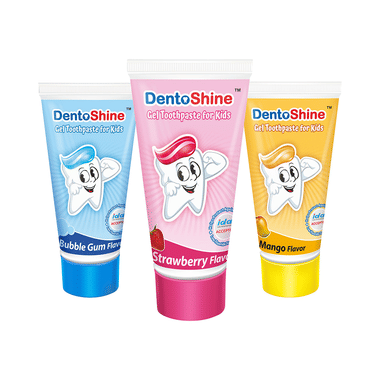 DentoShine Strawberry Mango & Bubblegum Gel Toothpaste For Kids
