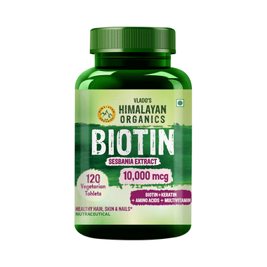 Vlado's Himalayan Organics Biotin 10000 Mcg Supplement With Keratin & Amino Acids Tablet