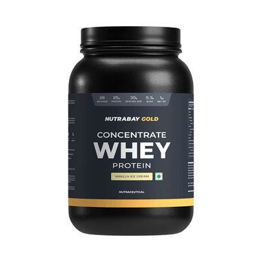 Nutrabay Gold Concentrate Whey Protein For Muscle Recovery | No Added Sugar Powder Vanilla Icecream