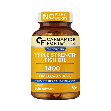 Carbamide Forte Triple Strength Fish Oil 1400mg | With 900mg Omega 3 | Softgel For Heart, Joints & Skin