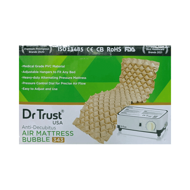 Dr Trust USA Air Mattress Anti Decubitus Air Pump and Bubble Mattress (78 x 36 inches) Brown