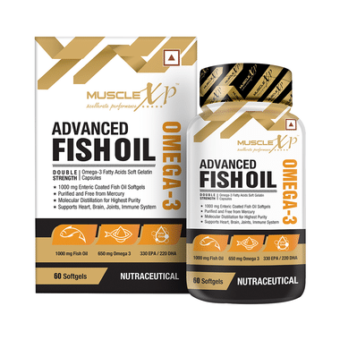MuscleXP Advanced Fish Oil With 1000mg Omega 3 | For Heart, Brain, Joint & Immunity | Capsule