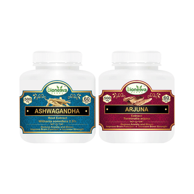 Bioneeva Herbs Combo Pack Of Ashwagandha & Arjuna Veg Capsule (60 Each)