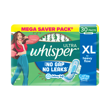 Whisper Ultra Clean Hygiene Comfort Sanitary Pads | Size XL