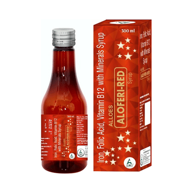 Alloes Aloferi-Red Iron, Folic Acid Vitamin B12 with Minerals Syrup