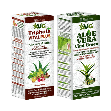 AVG Combo Pack Of Aloevera Vital Green & Triphala Vital Plus (1000ml Each)