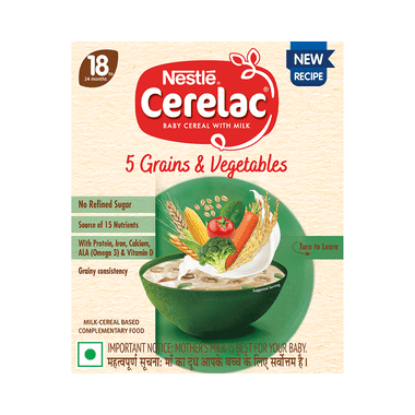 Nestle Cerelac Baby Cereal With Iron, Vitamins & Minerals | From 12 To 24 Months | 5 Grains & Vegetables No Refined Sugar