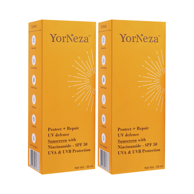 Yorneza Protect+Repair UV defence Sunscreen with Niacinamide (50ml Each) SPF 50