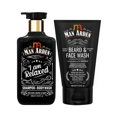 Man Arden Combo Pack of I Am Relaxed Shampoo + Body Wash (250ml) & Beard & Face Wash (100ml)