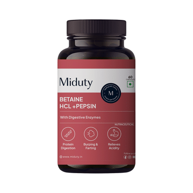 Miduty Betain HCL + Pepsin-Gas-Acidity - Bloating-Anti-acid Stomach Care Capsule
