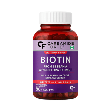 Carbamide Forte Biotin With Amla, Brahmi & Bamboo Extract | For Hair, Skin & Nails | Tablet