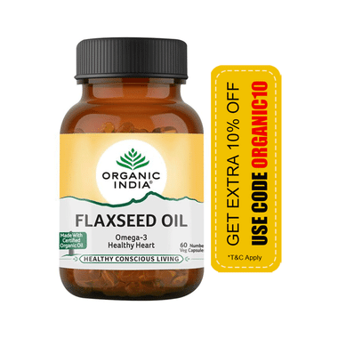 Organic India Flaxseed Oil Veg Capsule | Supports Heart Health