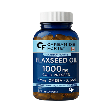 Carbamide Forte Cold Pressed Flaxseed Oil 1000mg | With Omega 3,6 & 9 | Softgel Capsule for Heart, Joints & Digestion