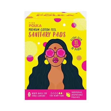 PINQ Polka Premium Cotton Feel Sanitary Pads (10 Each) XL