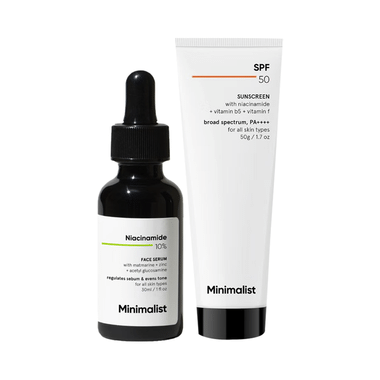 Combo Pack of Minimalist 10% Niacinamide Face Serum (30ml) & SPF 50 PA++++ Sunscreen (50gm)