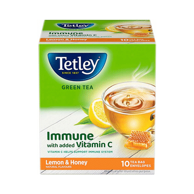 Tetley Green Tea Immune With Added Vitamin C Tea Bag (1.3gm Each) Lemon & Honey