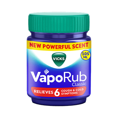 Vicks Vaporub Balm with Menthol, Camphor & Eucalyptus Oil | Relieves 6 Symptoms of Cough & Cold | Goodness of Ayurveda