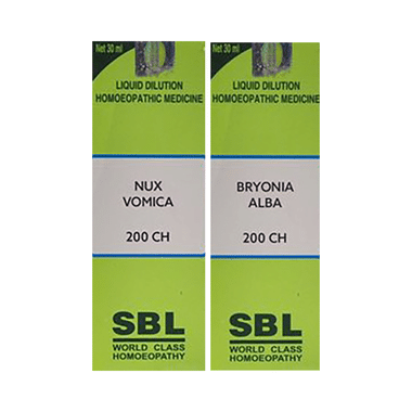 Combo Pack of SBL Nux Vomica Dilution 200 CH & SBL Bryonia Alba Dilution 200 CH (30ml Each)