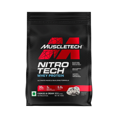 Muscletech Nitro Tech Whey Protein For Muscle Recovery | Flavour Powder Cookies & Cream