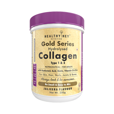 HealthyHey Nutrition Gold Series Hydrolysed Collagen Type 1 & 3 For Skin, Hair, Nails, Bones & Joints | For Adults | Flavour Jaljeera