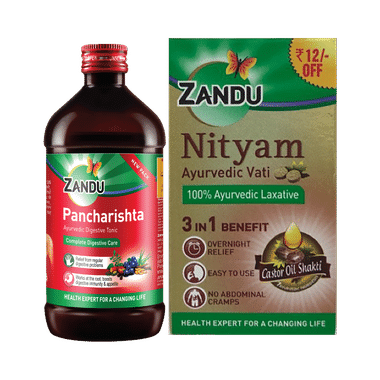 Zandu Combo Pack of Nityam Tablet (10) & Pancharishta Ayurvedic Digestive Tonic (650ml)