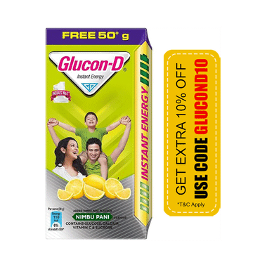 Glucon-D With Glucose, Calcium, Vitamin C & Sucrose | Flavour Nimbu Pani