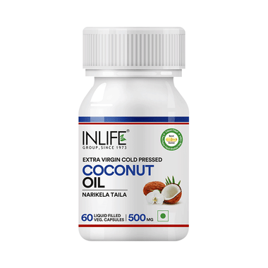 Inlife Extra Virgin Cold Pressed Coconut Oil Liquid Filled Veg Capsule