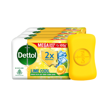 Dettol 2x Menthol Lime Cool Mega Saver Pack Of Bathing Soap Bar (100gm Each)