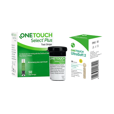 Virtual Combo Brand One Touch 2 Box of Select Plus Test Strip (50 Each) & 4 box of Ultrasoft 2 Lancets (25 Each)
