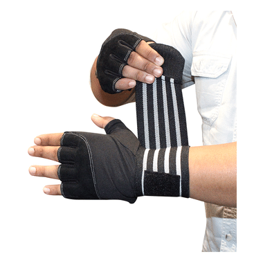 MuscleXP Sports Gloves Black & White