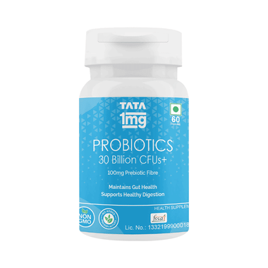 Tata 1mg Probiotics 30 Billion CFUs+ Capsule with Prebiotic Fibre | For Healthy Digestion & Stomach Care
