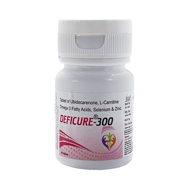 Deficure 300 Tablet With CoQ10, L-Carnitine, Omega-3 Fatty Acids, Selenium & Zinc Tablet
