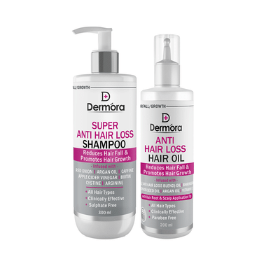 Dermora Combo Pack Of Super Anti Hair Loss Shampoo 300ml And Anti Hair Loss Hair Oil 200ml