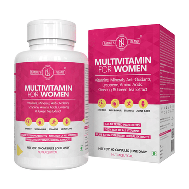 Nature's Island Multivitamin for Women with Lycopene, Ginseng & Green Tea Extract | For Energy, Skin, Hair, Stamina & Joints | Capsule