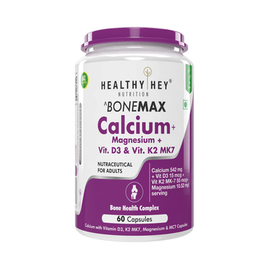 HealthyHey Nutrition Bonemax With Calcium, Magnesium, Vit D3 & K2-7 | For Bone Health | Capsule